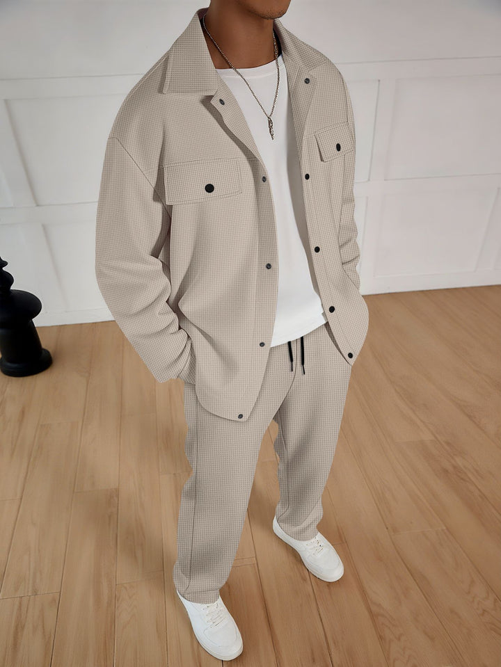 Casual set for men consisting of a striped coat and comfortable jogging pants Lune London