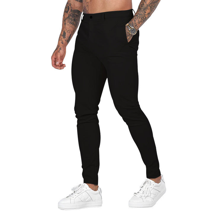 Slim-fit chino pants for men with elastic waistband and deep side pockets Lune London
