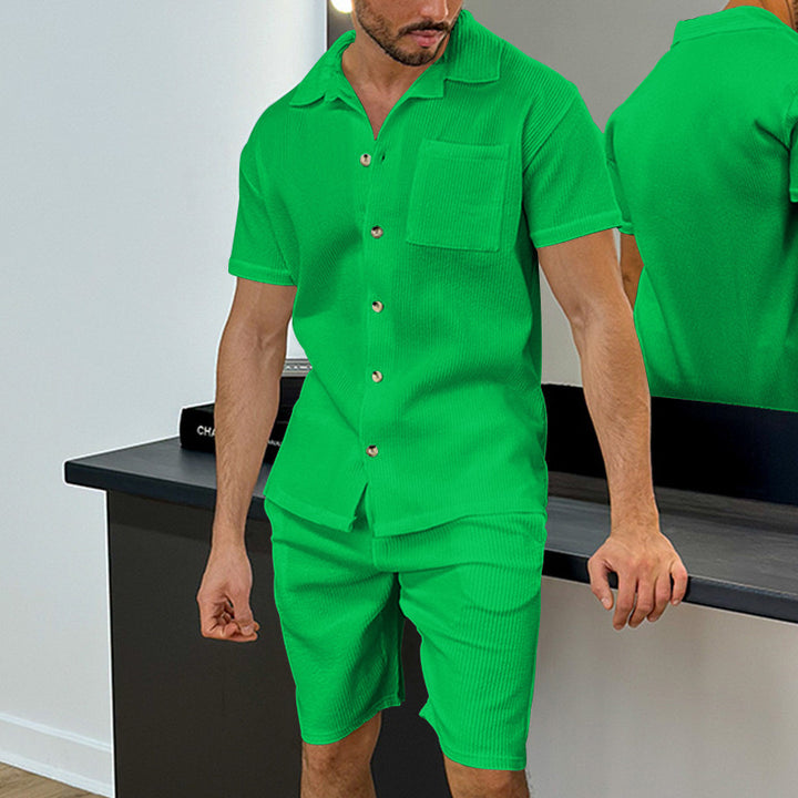 Men's Short Set with Stylish Sleeve and Chic Textured Design