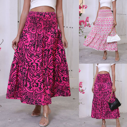 Maxi skirt for women with bold and cheerful patterns and an elastic waist Lune London