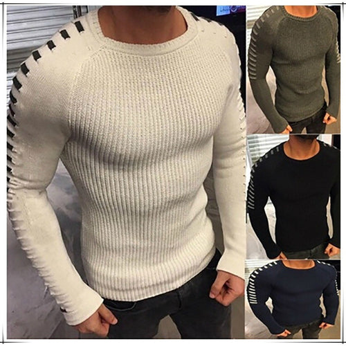 Stylish fine knit pullover for men with trendy contrasting stripes Lune London