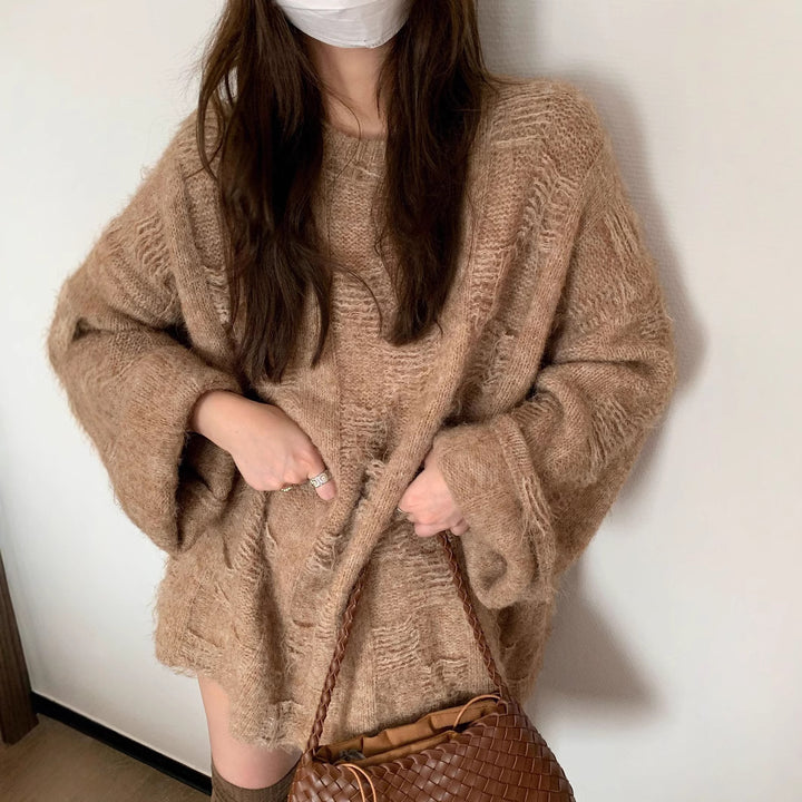 Oversized knit sweater for women in a casual style