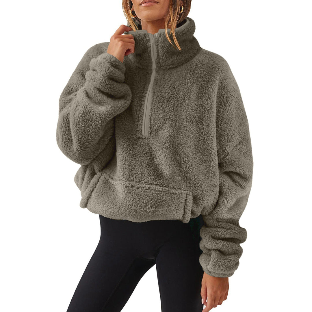 Ladies casual fleece pullover with high collar Lune London