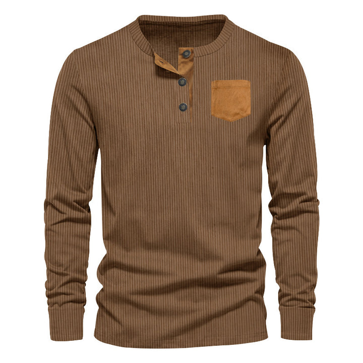 Men's long sleeve shirt with ribbed structure and comfortable high collar Lune London