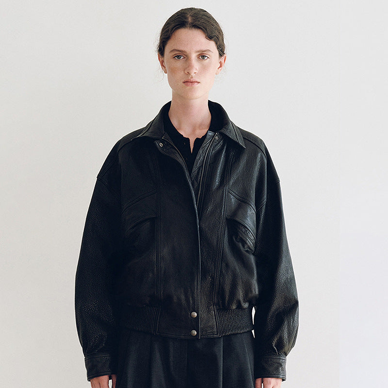 Veste en cuir décontractée à la mode pour femmes avec poches distinctives Chic & Stil