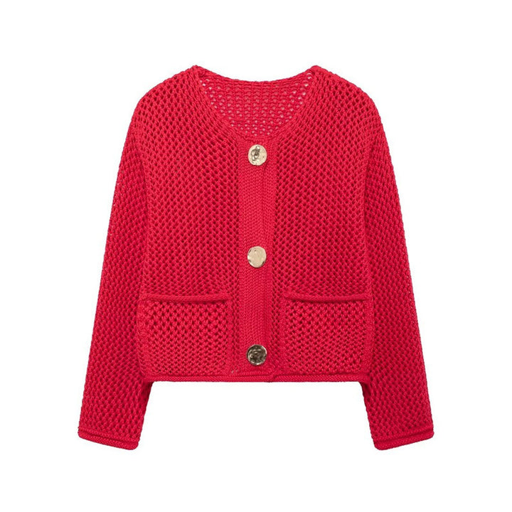 Ladies' knitted cardigan with openwork pattern and practical pockets Lune London
