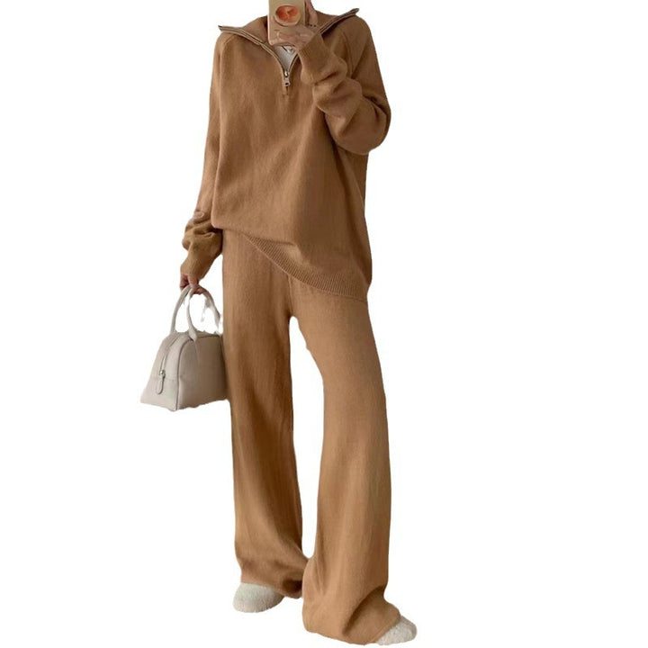 Women Thick Knit Pull and Wide Leg Pants Set Lune London