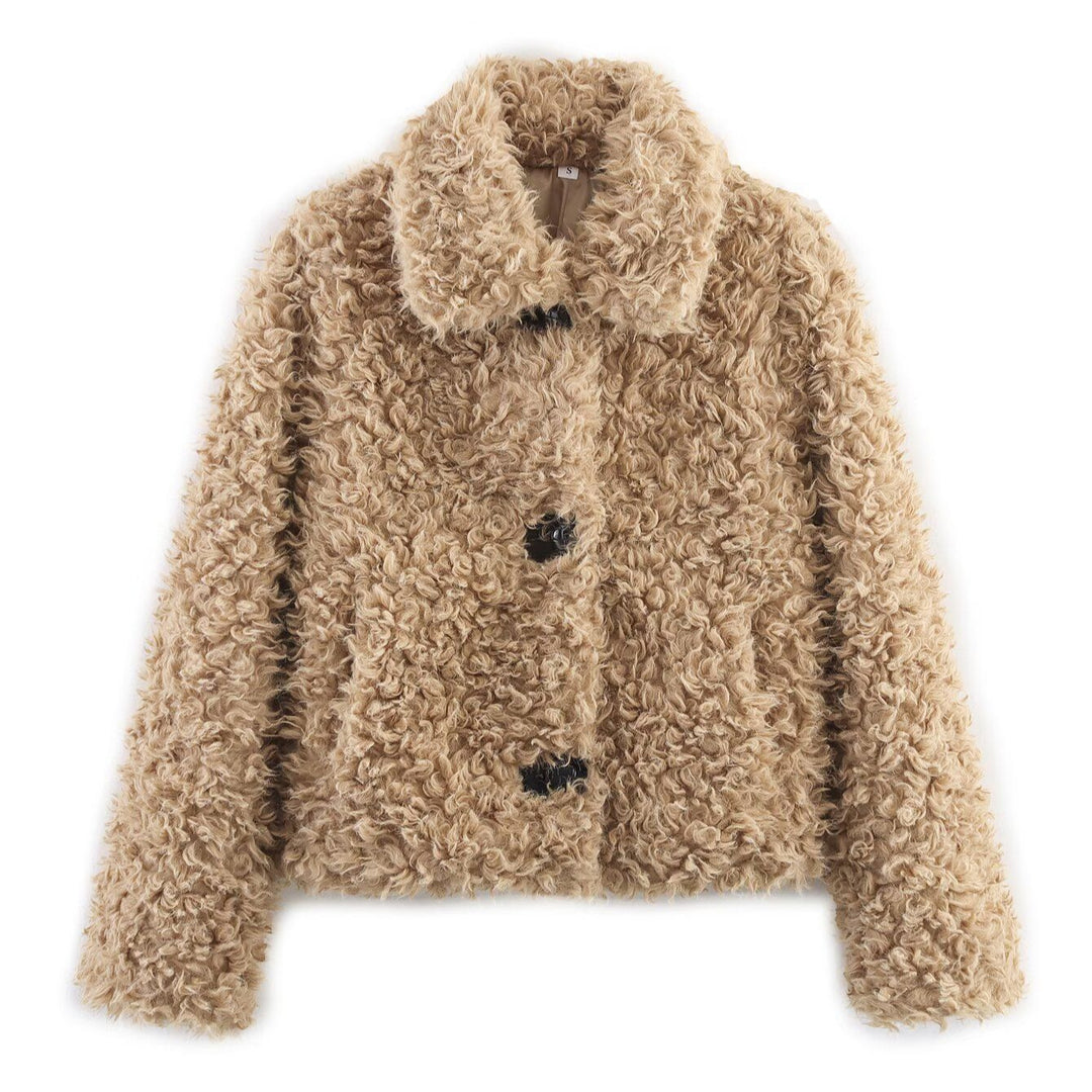 Veste teddy confortable pour femmes avec fermeture à bouton stylée Chic & Stil