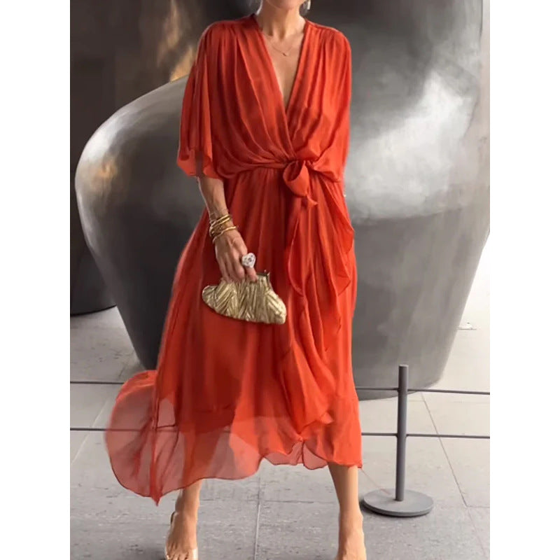Lune London | Lacing Batwing Sleeve Asymmetrical Dress