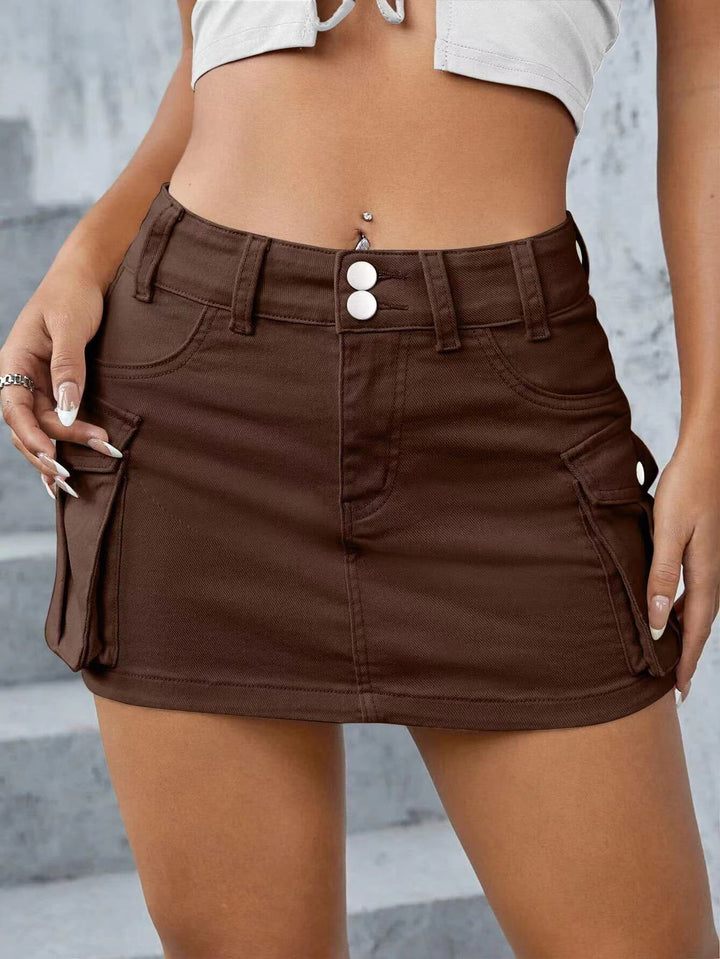 Women Fashionable Denim Cargo Skirt with Practical Pockets Lune London