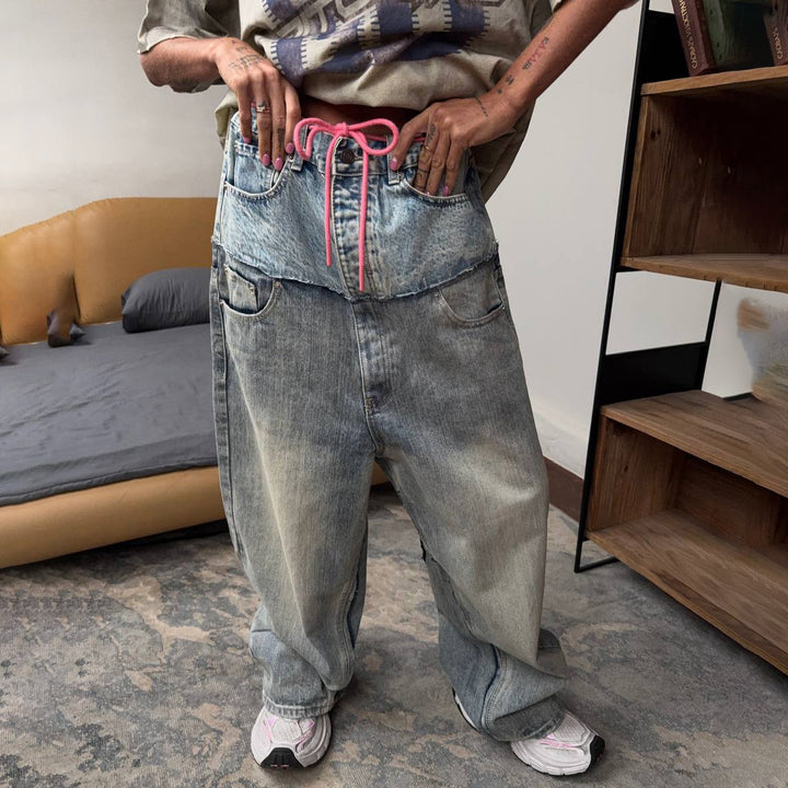 Baggy jeans for women with innovative drawstring Lune London