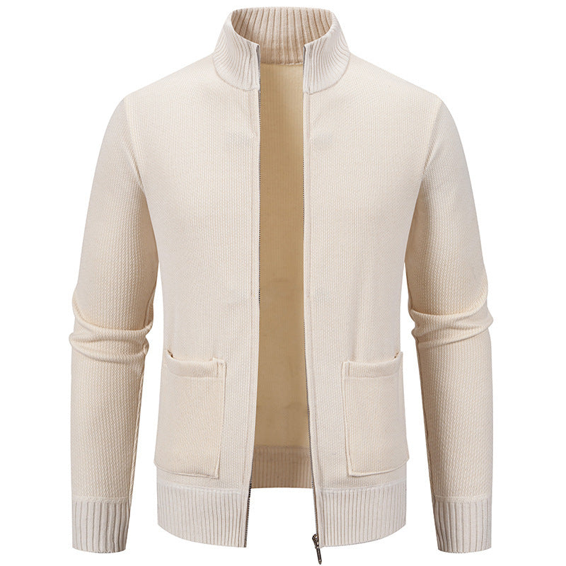 Casual knit jacket for men with high collar and practical pockets Lune London
