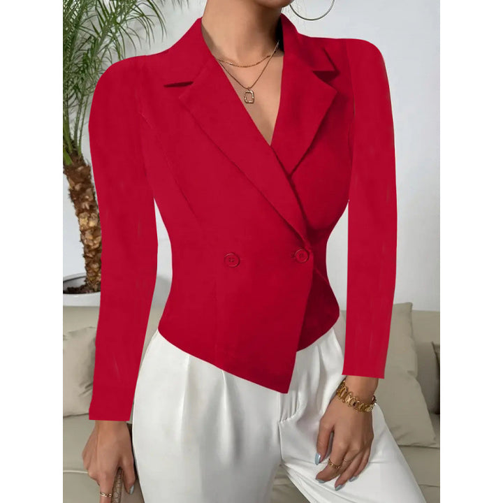 Elegant blazer jacket for women with a double button closure and a curved hem Lune London