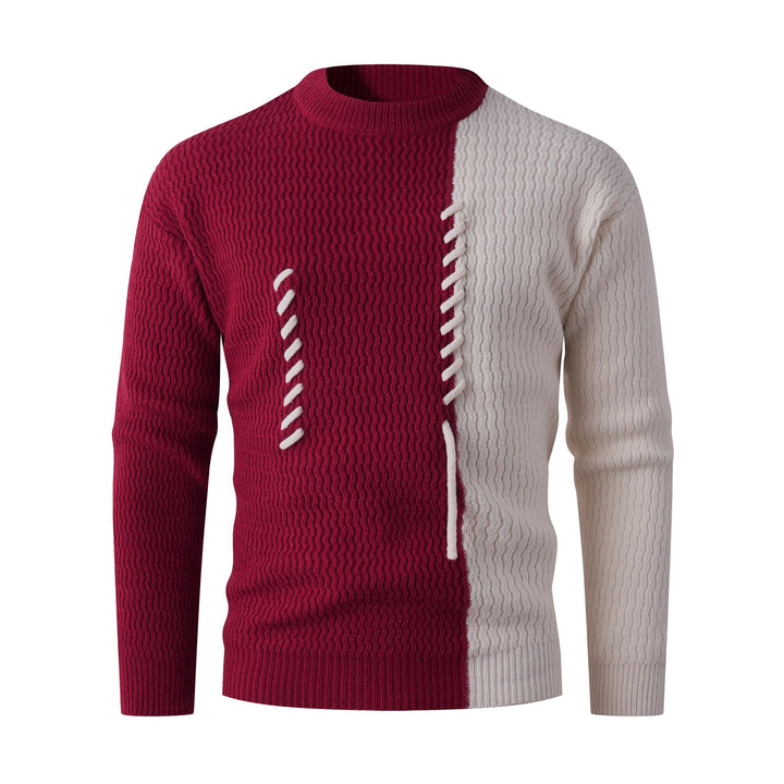 Men's knitted sweater with a modern cable pattern and contrasting details Lune London