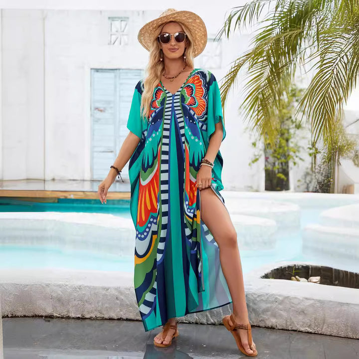 Women Vibrant Chic Printed Maxi Kaftan