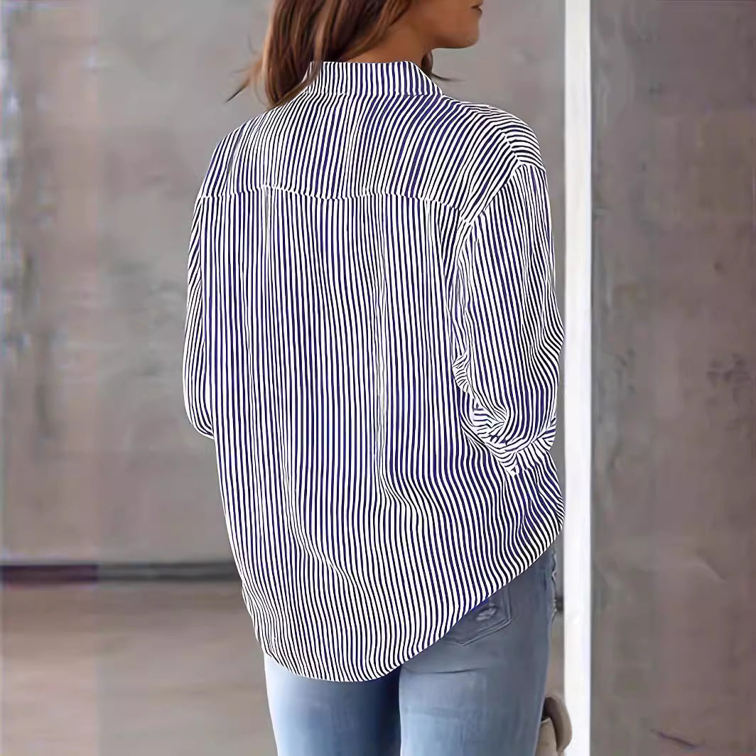 Women's modern striped pattern blouse with a comfortable fit Lune London