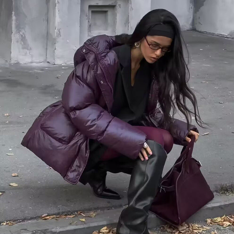 Quilted transition jacket for women with hood and practical side pockets Lune London