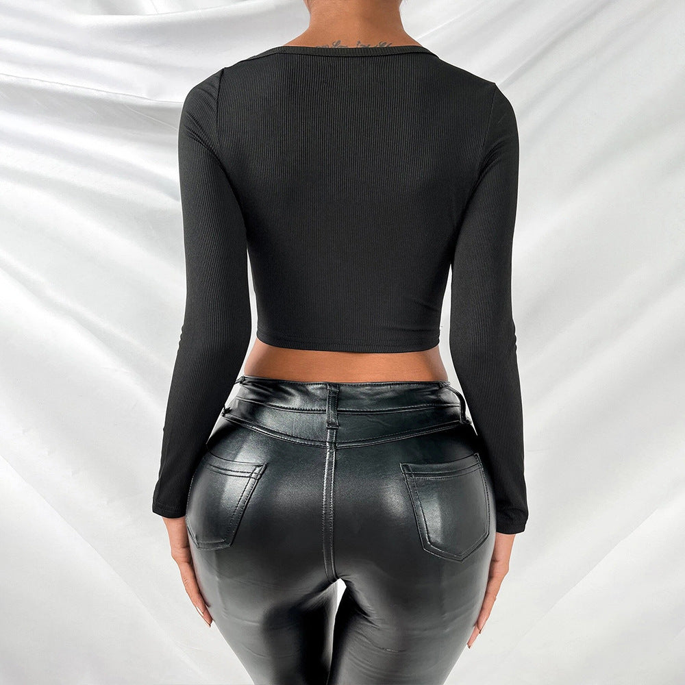 Chic & Stil Women's Crop Top with Asymmetrical Cut Design