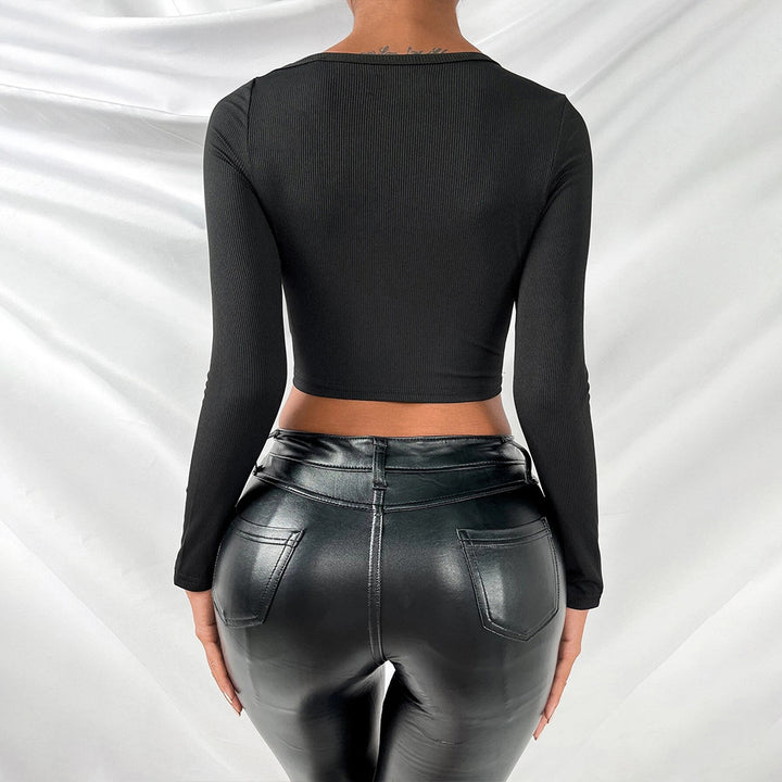 Chic & Stil Women's Crop Top with Asymmetrical Cut Design