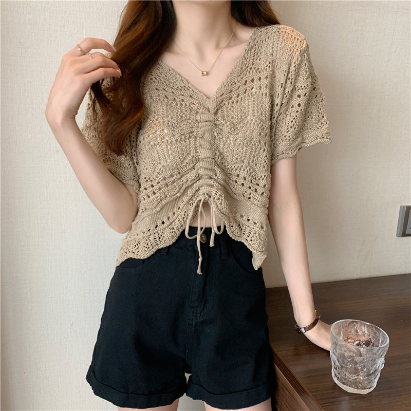 Women's knitted sweater with decorative gathers Lune London
