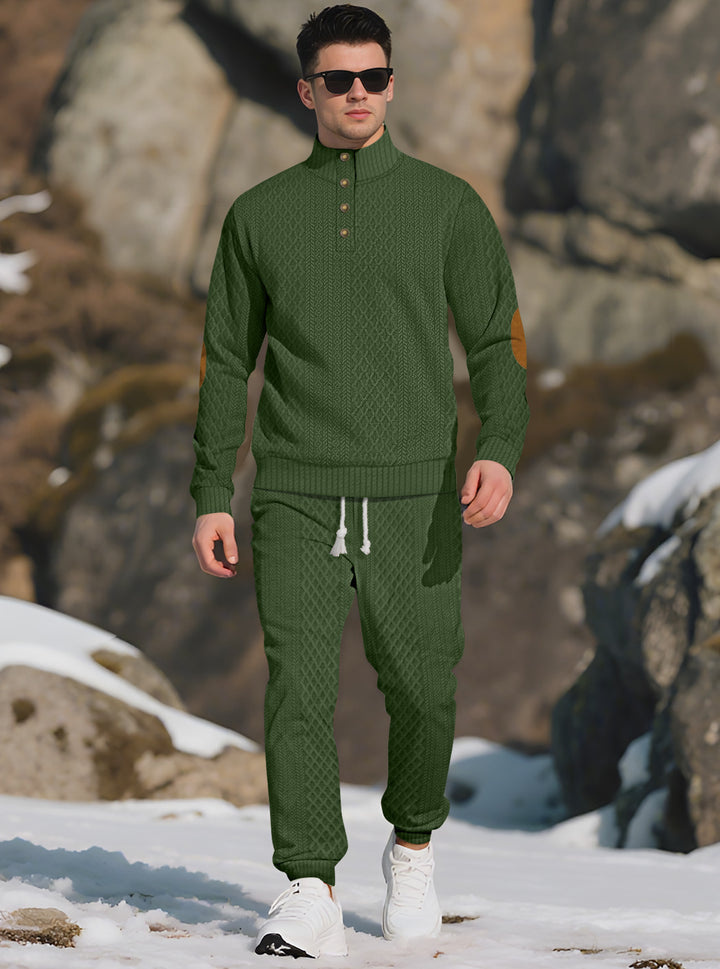Comfortable knitted sweater for men with a high collar and trendy buttons Lune London