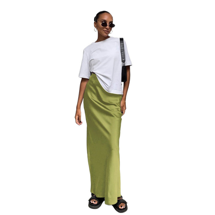 Chic Long Floor-Length Satin Maxi Skirt for Women and Style