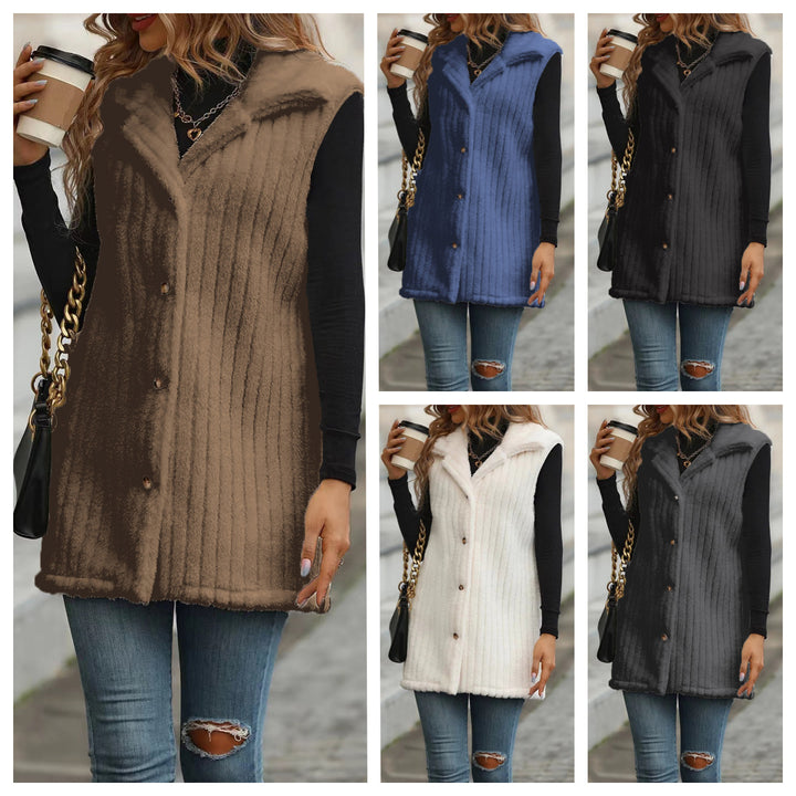Knitted vest for women with a velvety surface and modern button details Lune London
