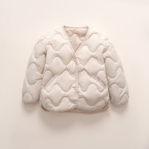 Quilted down jacket for women with modern wave patterns and practical pockets Lune London