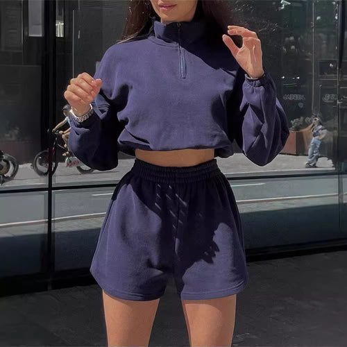 Women's sports set with cropped sweater and shorts Lune London