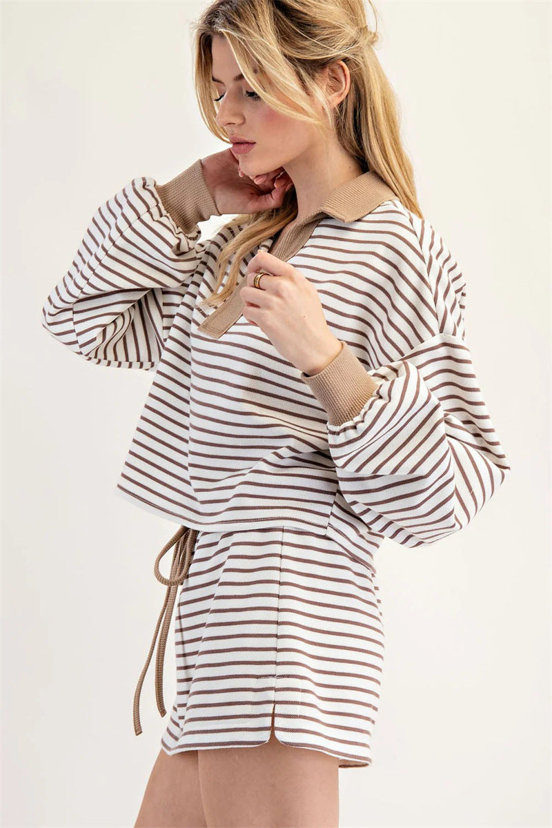Casual women's sweater with striped pique pattern Lune London
