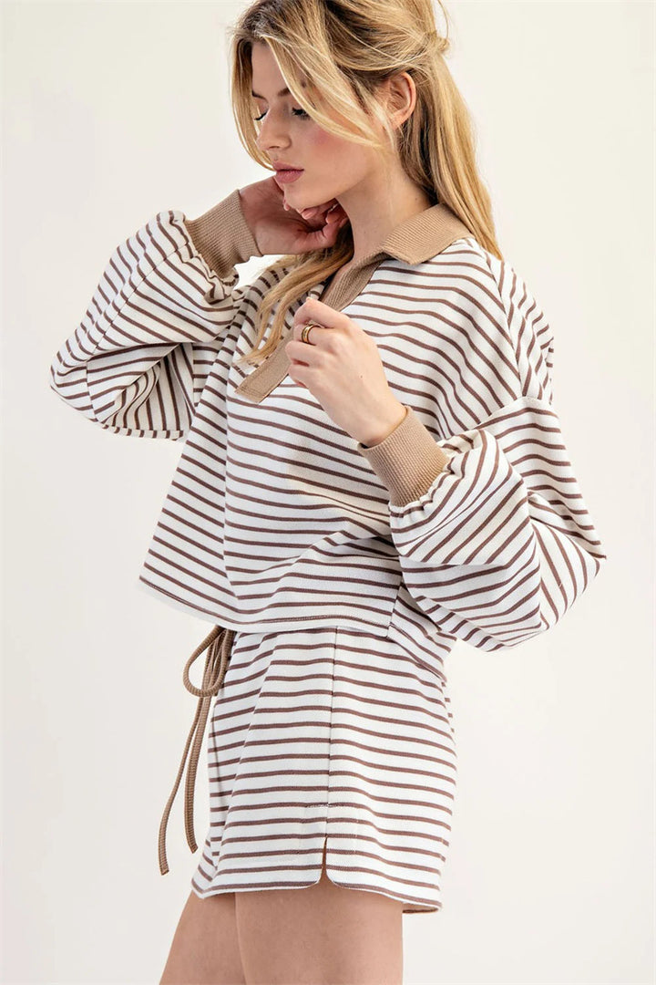 Casual women's sweater with striped pique pattern Lune London