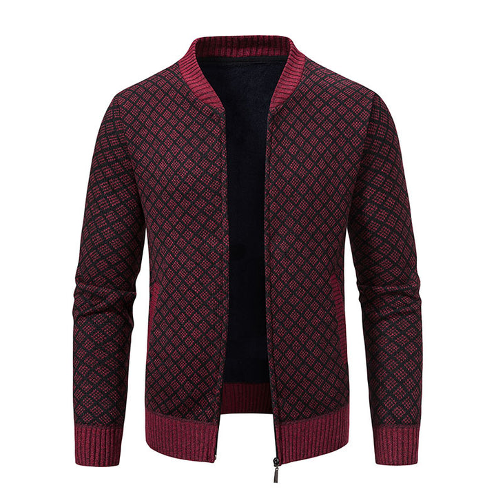 Smart knitted jacket for men with fashionable zip and side pockets Lune London
