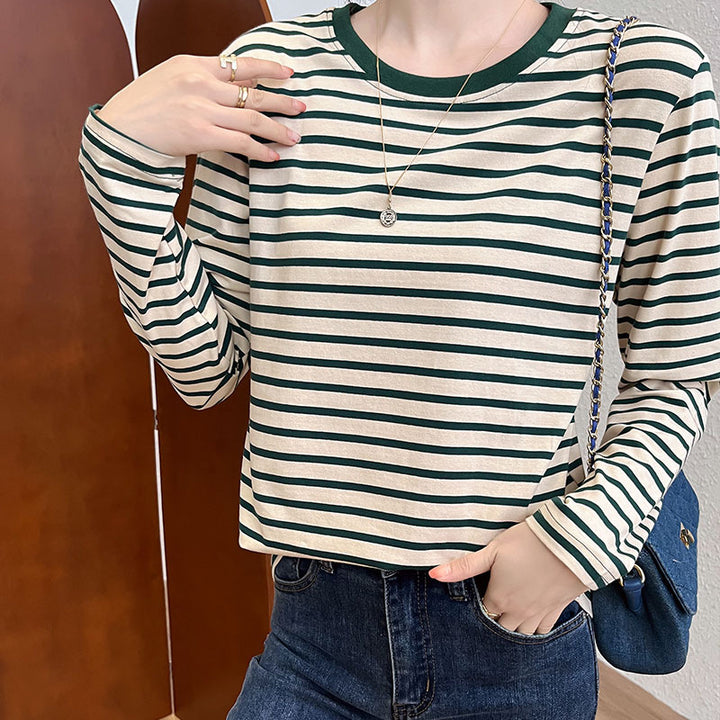 Women's striped long sleeve shirt with round neckline Chic & Stil