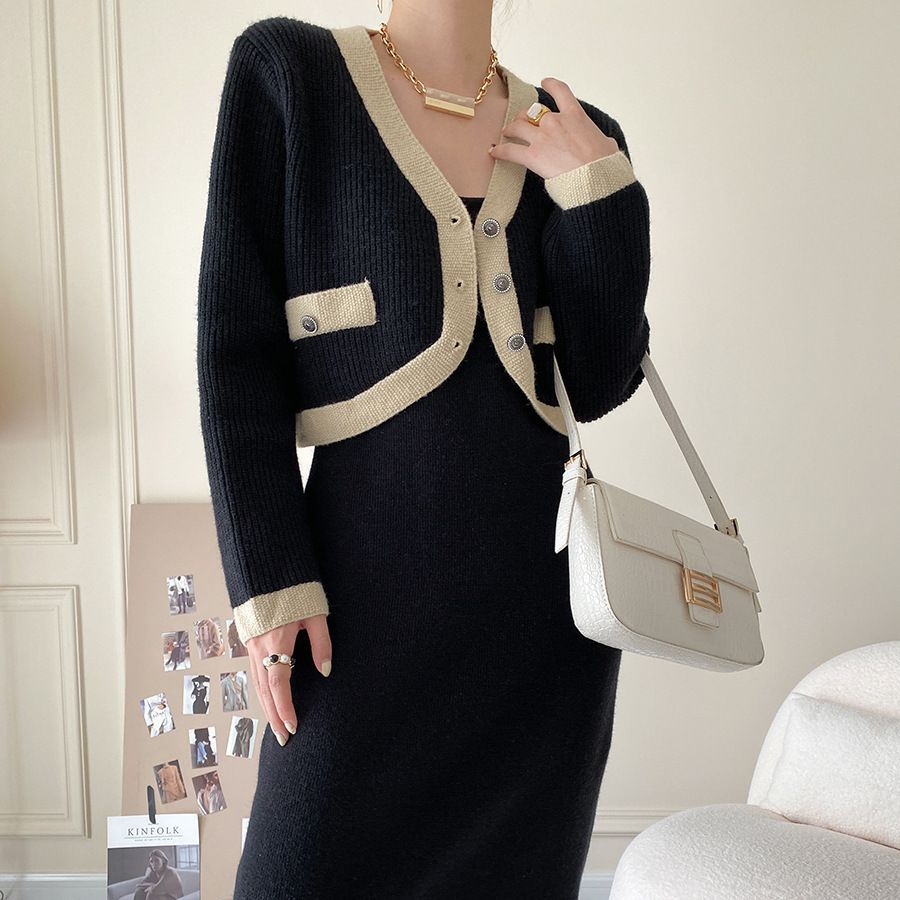 Cardigan femme avec des détails contrastants et des boutons Chic & Stil