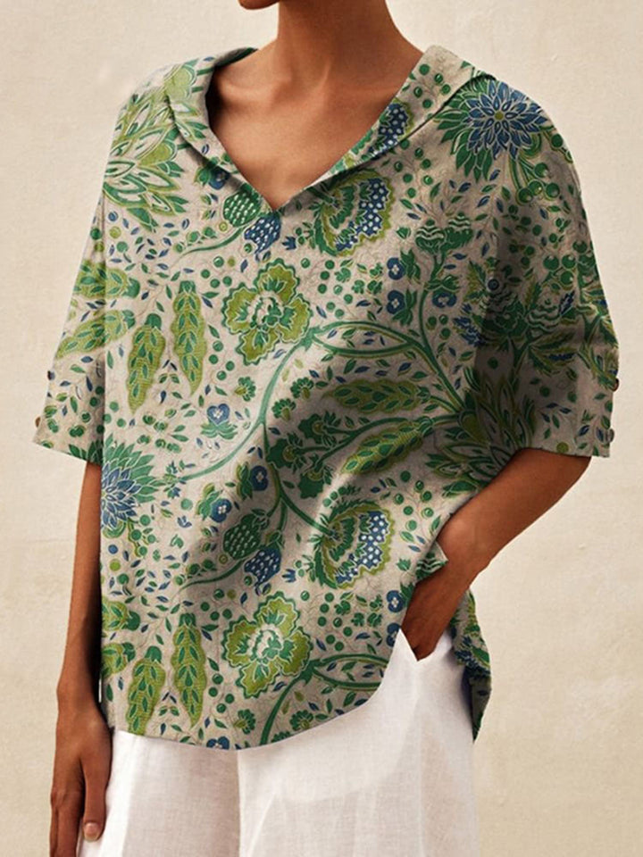 Woman Casual Shirt with Floral Pattern and Modern Collar Lune London