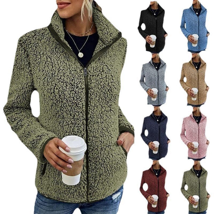 Soft fleece jacket for women with a high collar and side pockets Lune London