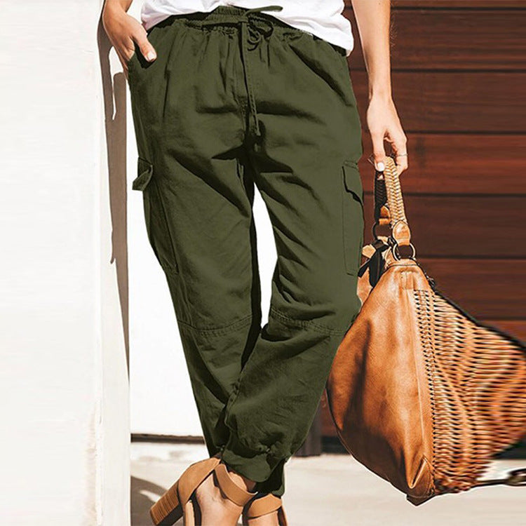 Women’s cargo pants with elastic waist and practical pockets Lune London