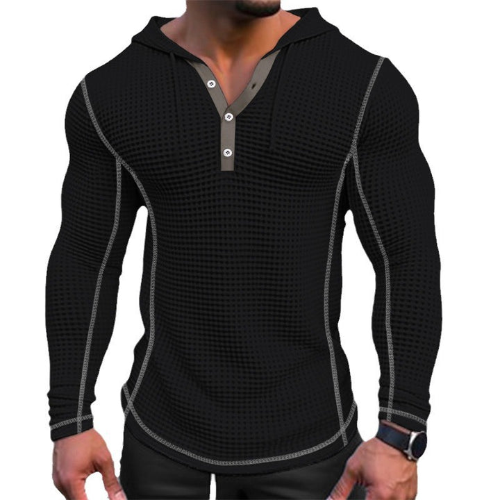 Stylish men's hoodie t-shirt with structured design and button placket Lune London
