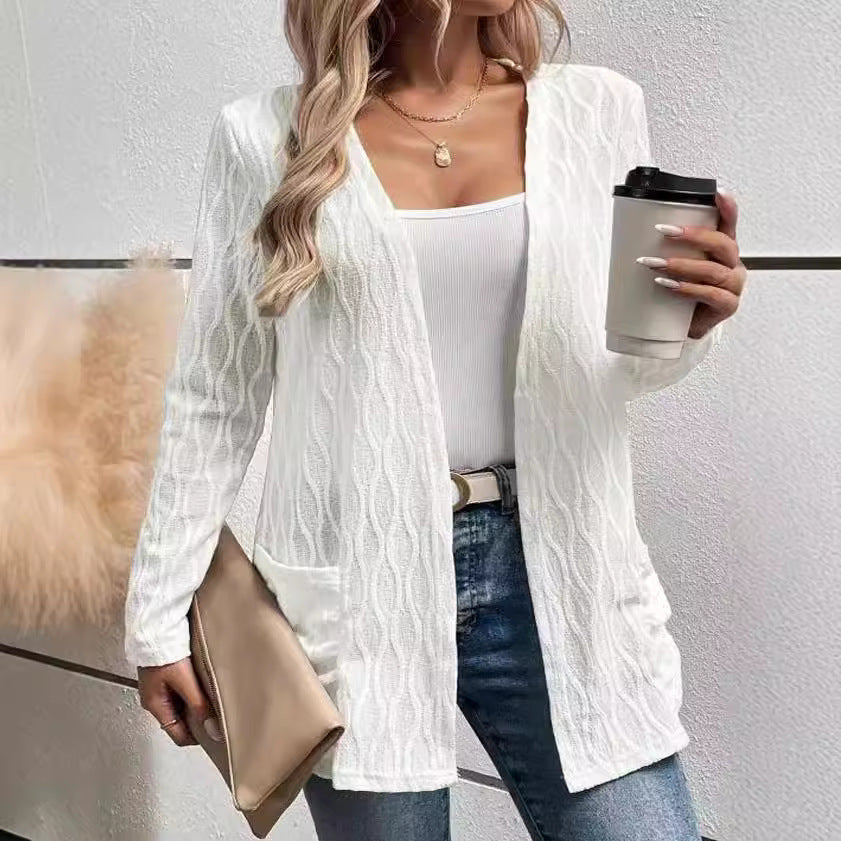 Women's knitted jacket with structured pattern and casual cut Lune London