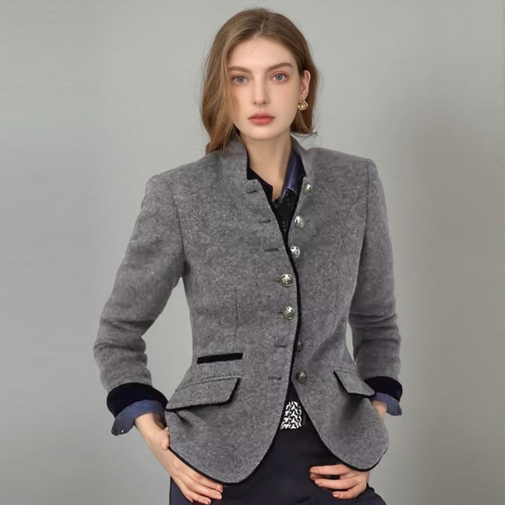 Elegant blazer jacket for women with button placket and practical pockets Lune London