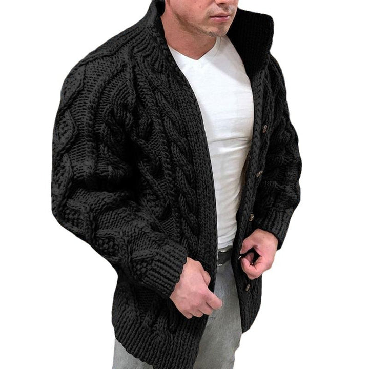 Men's knitted jacket with an elegant embossed pattern and a high collar Lune London