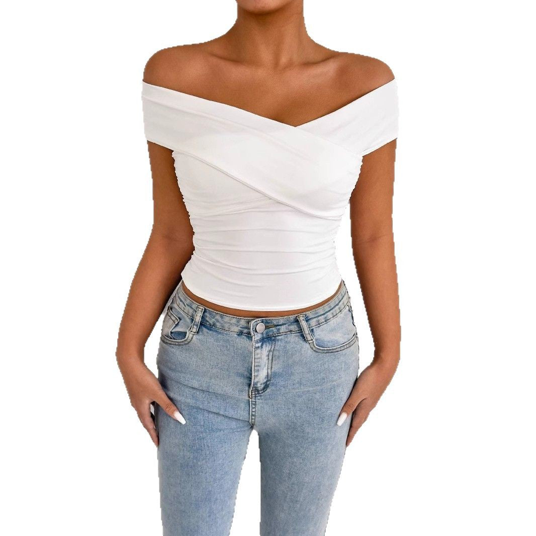 Women's off-the-shoulder top with elegant draping Lune London