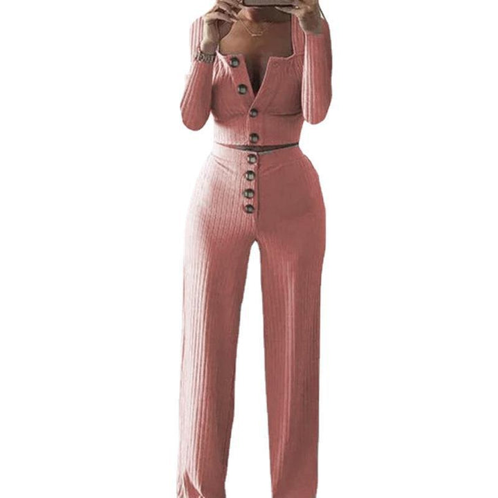 Knitted set for women with button placket and loose fit Chic und Stil