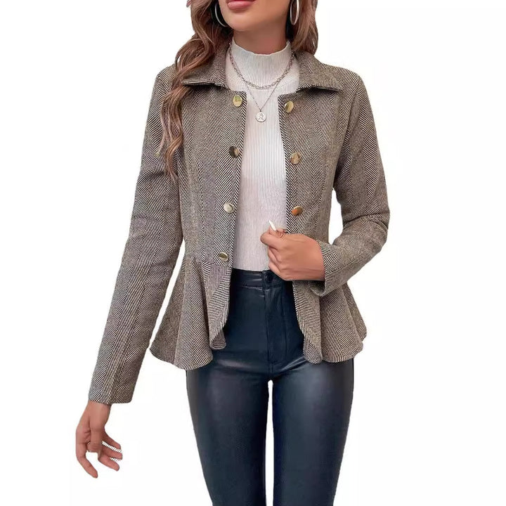 Chic fitted blazer jacket for women with asymmetrical hem and button details Lune London