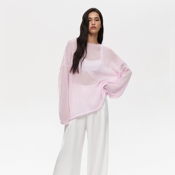 Lightweight knitted jumper for women with sheer effect Lune London