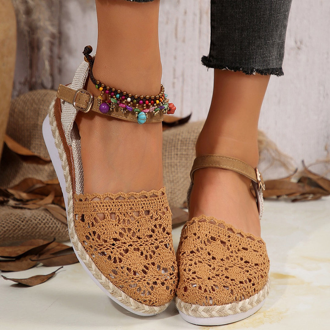 Dames espadrilles à brides chevilles en crochet Lune London