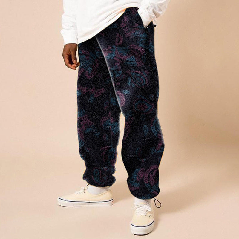 Soft fleece pants for men with floral pattern and elastic waistband Lune London