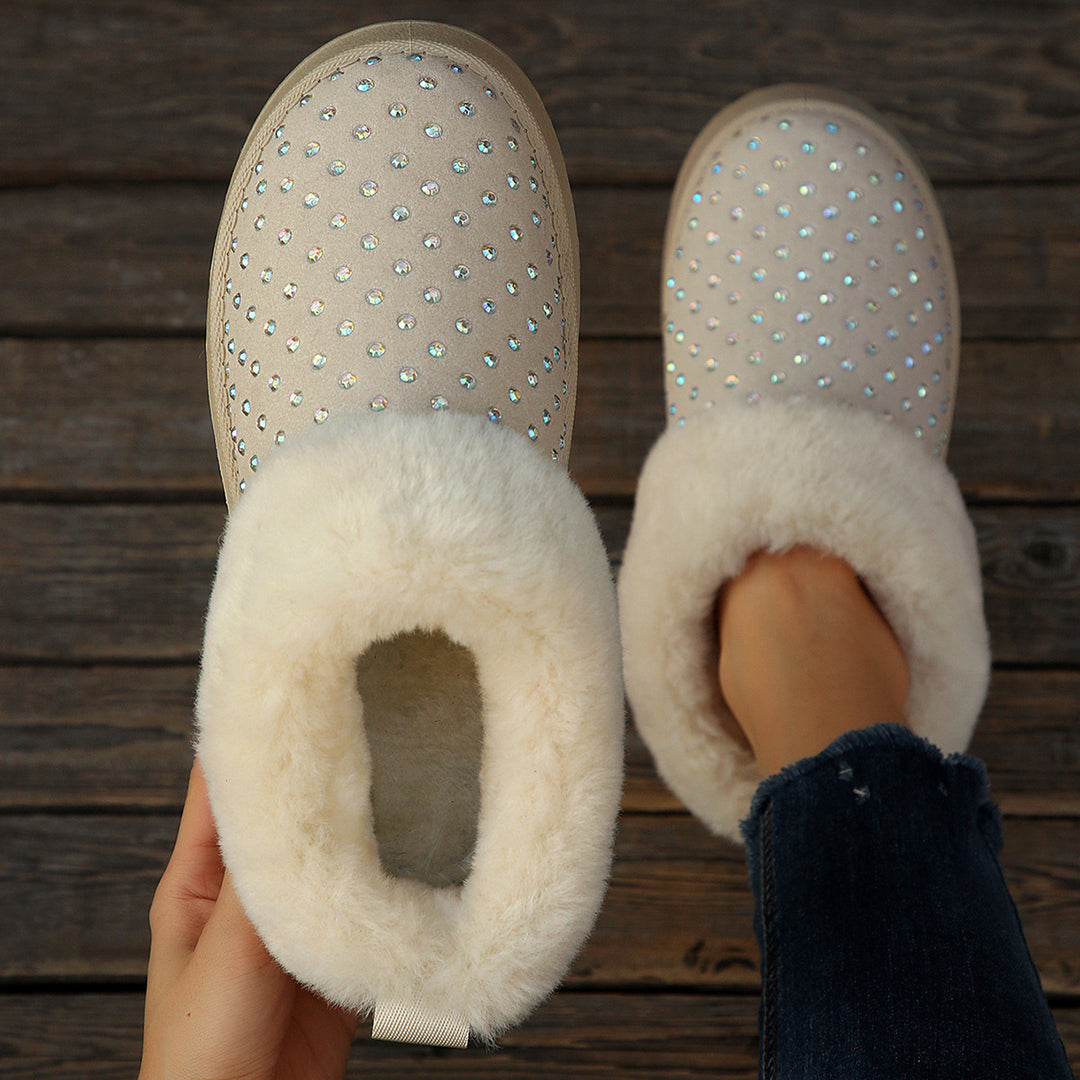 Ladies Soft Slippers with Sparkling Ornaments and Warm Lining Lune London