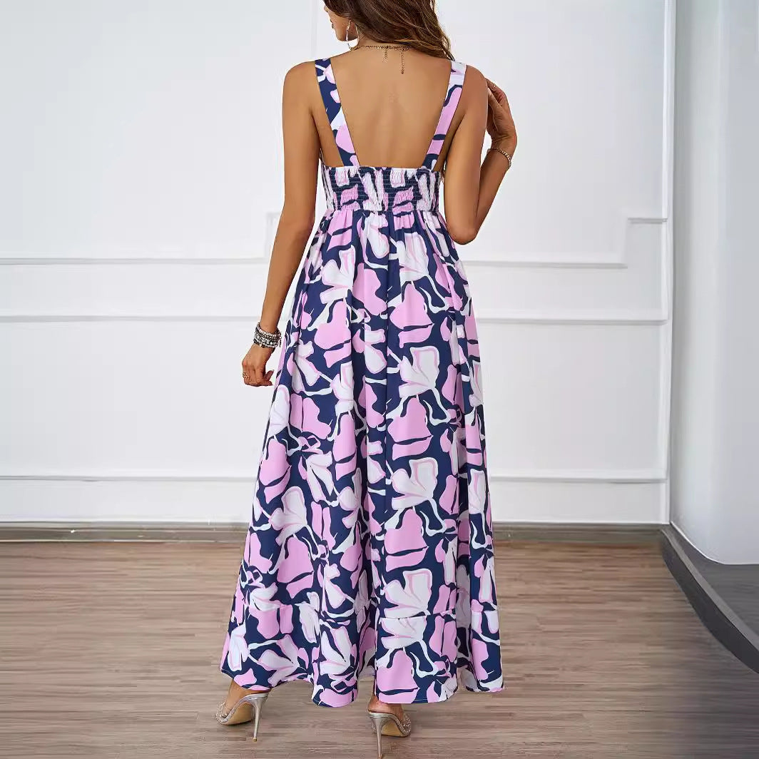 Maxi dress for women with floral design and sophisticated straps Chic & Stil
