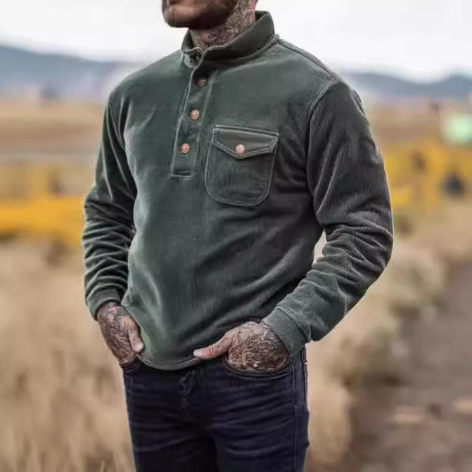 Fleece shirt for men with button placket and chest pocket Lune London